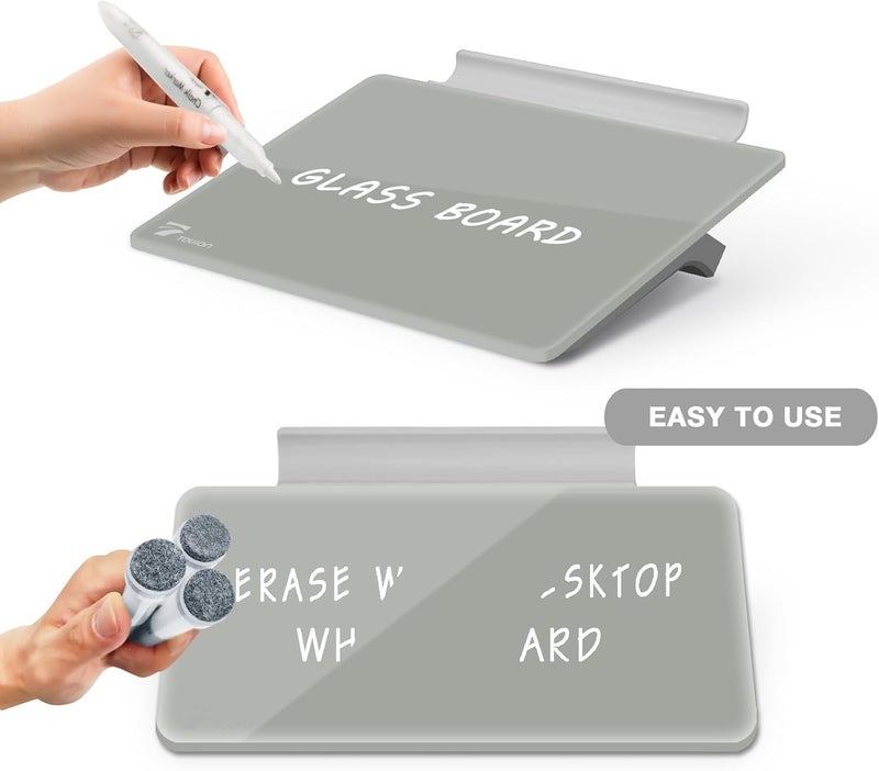 TOWON Small Glass Dry Erase Board, Desk White Board with Standing, Mini Whiteboard Easel Pad Set, Stenography Artifact for Office, Home and School Supplies, 8 x 6 Inches, Gray - Image 4